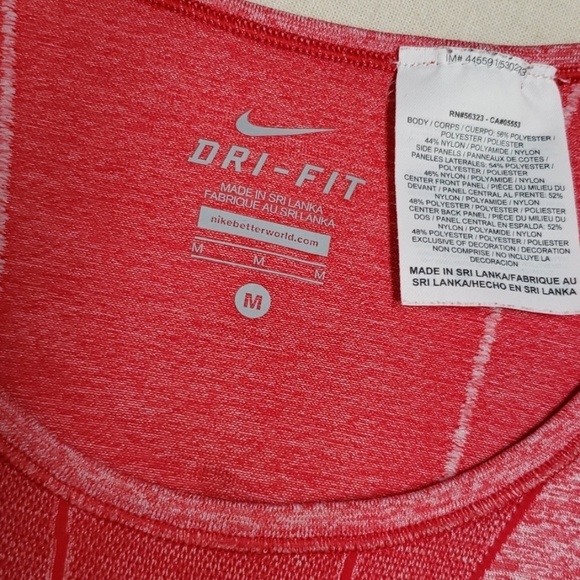Nike‎ Dri-Fit Running Tee Space Dye M Pink-Red Short Sleeve - Picture 2 of 7